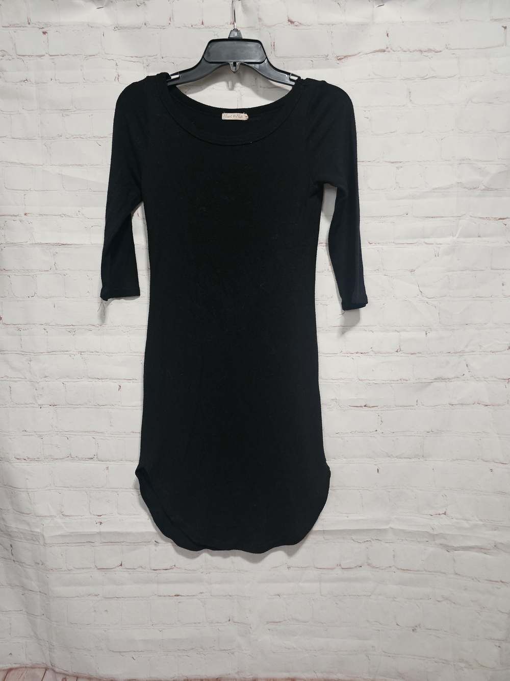 Heart Hips Black Long Sleeve Scoop Neck Dress